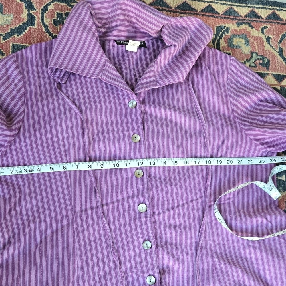 J. Peterman Purple Striped Long Sleeve Dress - Picture 5 of 7